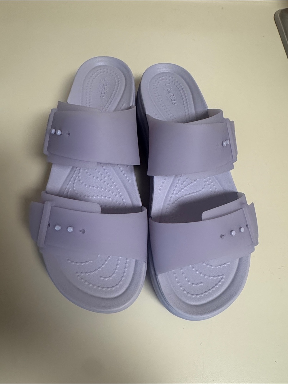 Lilac Double-Strap Slide Sandals crocs